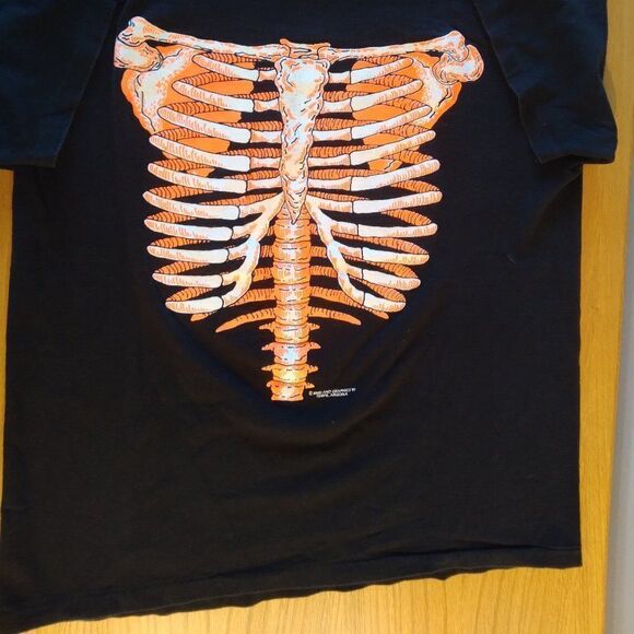 Vintage 90s Skeleton Torso Neon Glow In The Dark T-Shirt - Picture 2 of 8